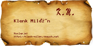 Klenk Milán névjegykártya