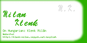 milan klenk business card